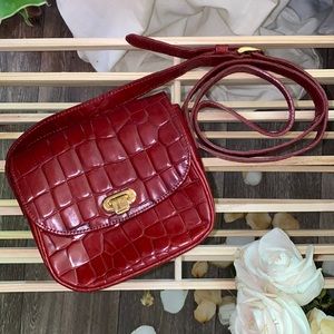 Talbots Dark Red Croc Pattern Leather Purse